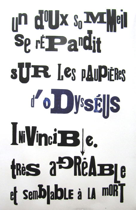 Handset wooden type and print made at La Métairie de Bruy&egraveres